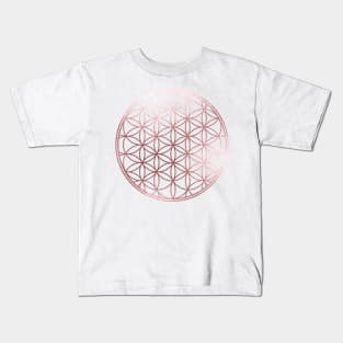 Flower of Life, Faux Rose Gold Kids T-Shirt